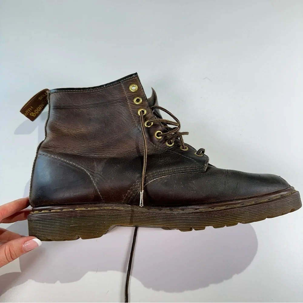 Dr. Martens Made In England Leather Combat Boots Dark Brown Size 10